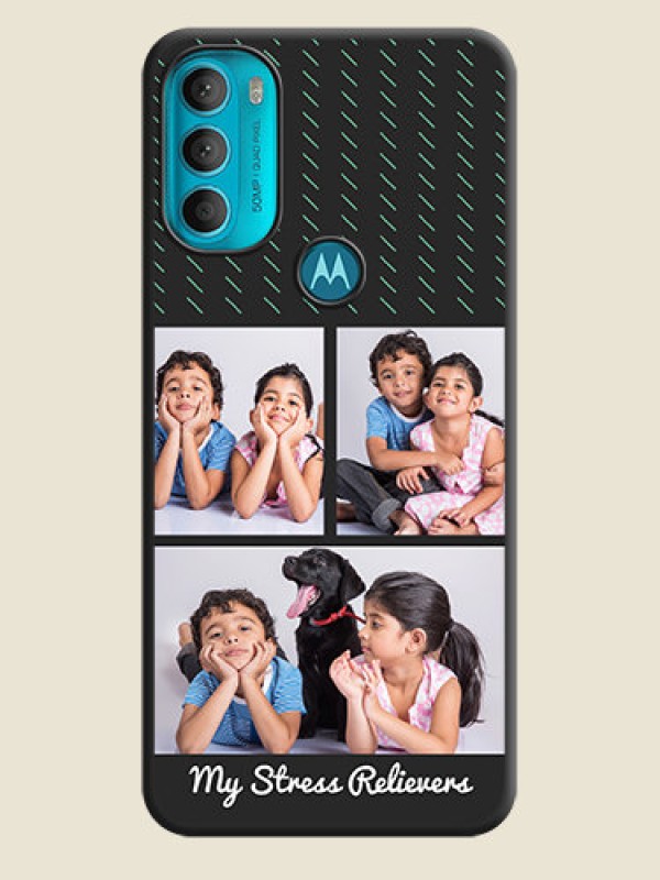 Custom Cross Dotted Pattern with 2 Image Holder  on Personalised Space Black Soft Matte Cases - Moto G71 5G