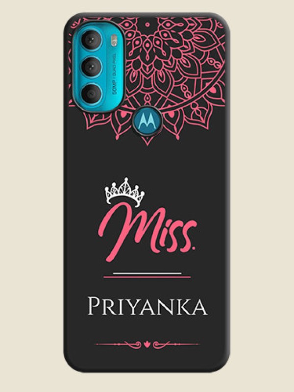 Custom Mrs Name with Floral Design on Space Black Personalized Soft Matte Phone Covers - Moto G71 5G