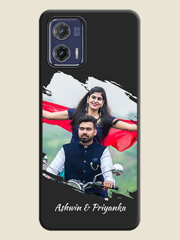 Custom Grunge Brush Strokes on Photo on Space Black Soft Matte Back Cover - Moto G73 5G