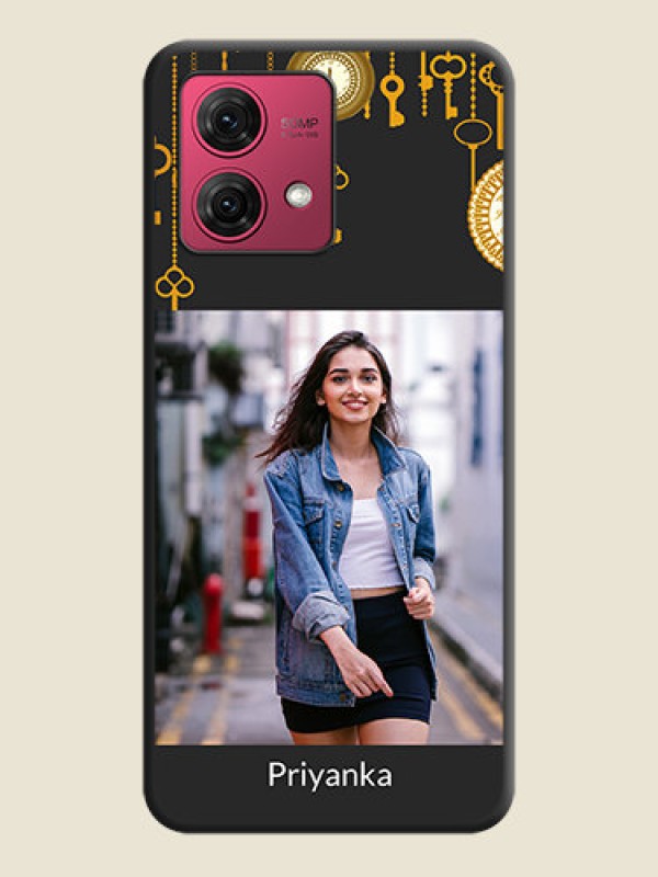 Custom Decorative Design with Text on Space Black Custom Soft Matte Back Cover - Motorola Moto G84 5G