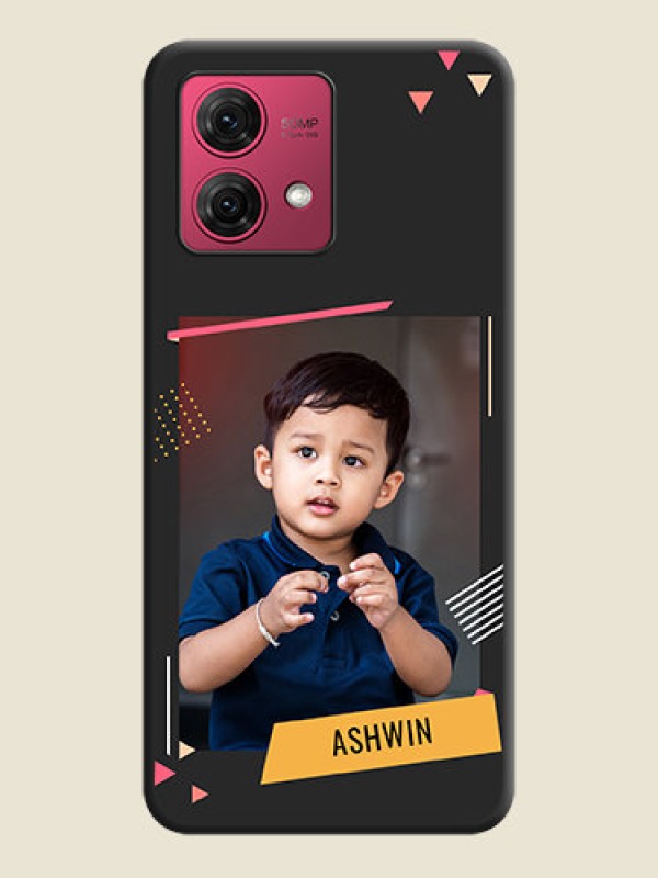 Custom Photo Frame with Triangle Small Dots - Photo on Space Black Soft Matte Back Cover - Motorola Moto G84 5G