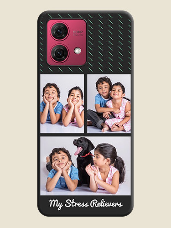 Custom Cross Dotted Pattern with 2 Image Holder on Personalised Space Black Soft Matte Cases - Motorola Moto G84 5G