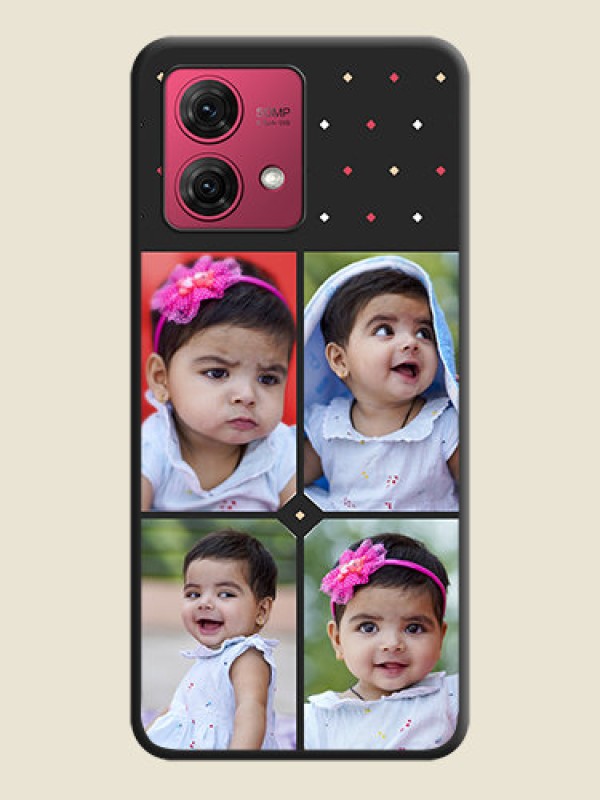 Custom Multicolor Dotted Pattern with 4 Image Holder on Space Black Custom Soft Matte Phone Cases - Motorola Moto G84 5G