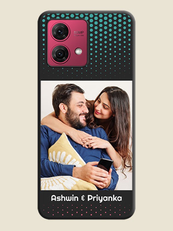 Custom Faded Dots with Grunge Photo Frame and Text on Space Black Custom Soft Matte Phone Cases - Motorola Moto G84 5G