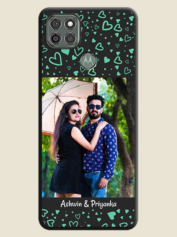 Custom Sea Green Indefinite Love Pattern on Photo on Space Black Soft Matte Mobile Cover - Moto G9 Power