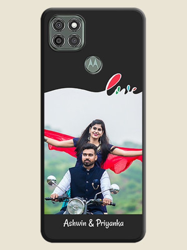 Custom Fall in Love Pattern with Picture on Photo on Space Black Soft Matte Mobile Case - Moto G9 Power