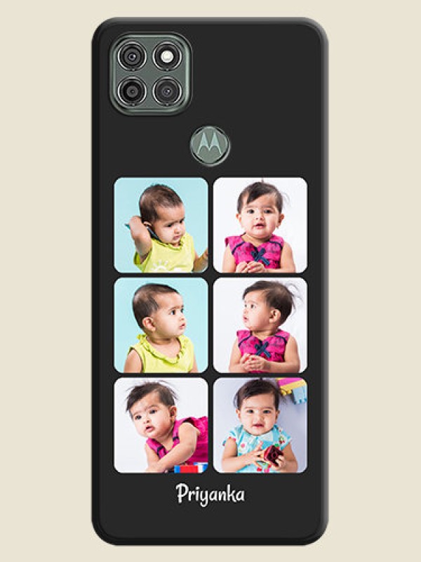 Custom Floral Art with 6 Image Holder on Photo on Space Black Soft Matte Mobile Case - Moto G9 Power