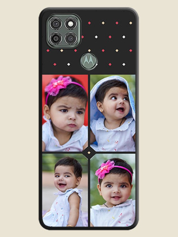 Custom Multicolor Dotted Pattern with 4 Image Holder on Space Black Custom Soft Matte Phone Cases - Moto G9 Power