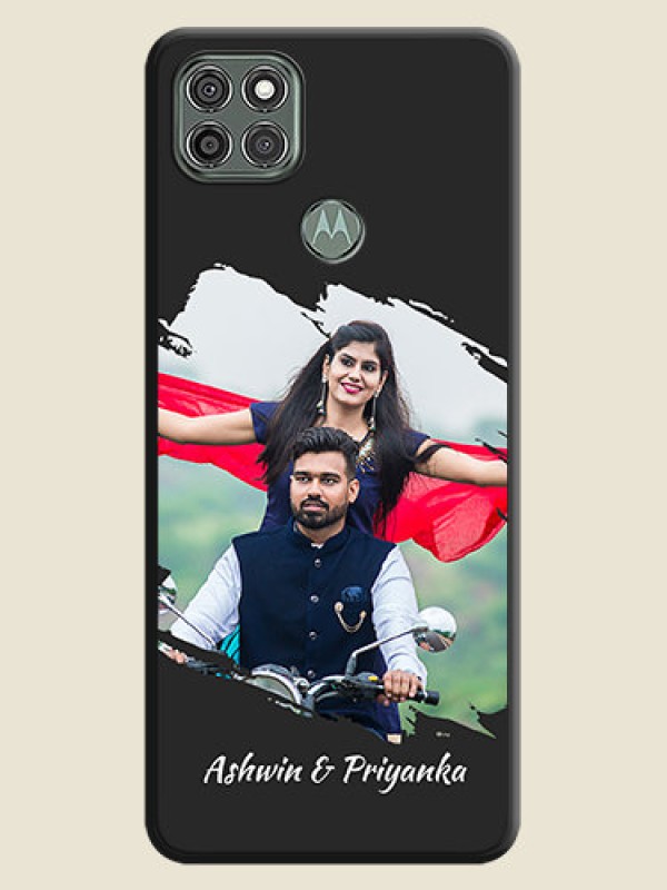 Custom Grunge Brush Strokes on Photo on Space Black Soft Matte Back Cover - Moto G9 Power