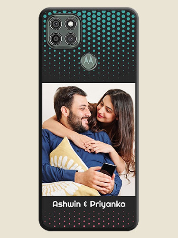 Custom Faded Dots with Grunge Photo Frame and Text on Space Black Custom Soft Matte Phone Cases - Moto G9 Power