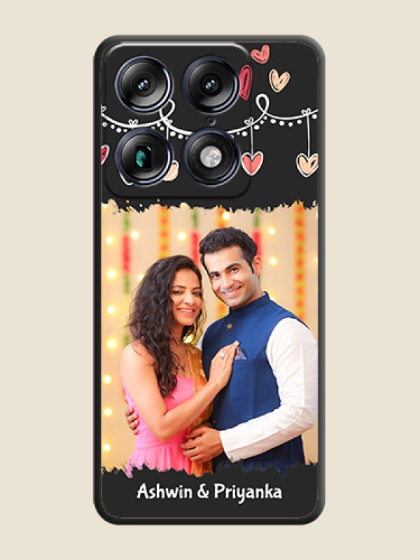 Custom Pink Love Hangings with Name On Space Black Custom Soft Matte Mobile Back Cover - Motorola Signature 5G