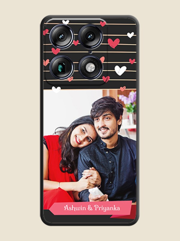 Custom Love Pattern with Name on Pink Ribbon on Photo On Space Black Custom Soft Matte Mobile Back Cover - Motorola Signature 5G