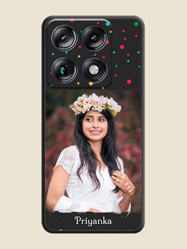 Custom Multicolor Dotted Pattern with Text On Space Black Custom Soft Matte Mobile Back Cover - Motorola Signature 5G