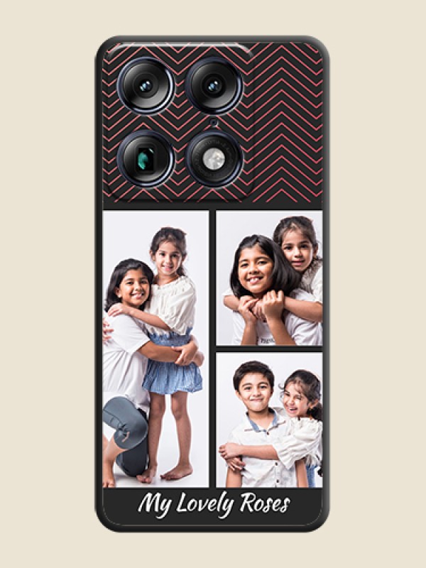 Custom Wave Pattern with 3 Image Holder On Space Black Custom Soft Matte Mobile Back Cover - Motorola Signature 5G