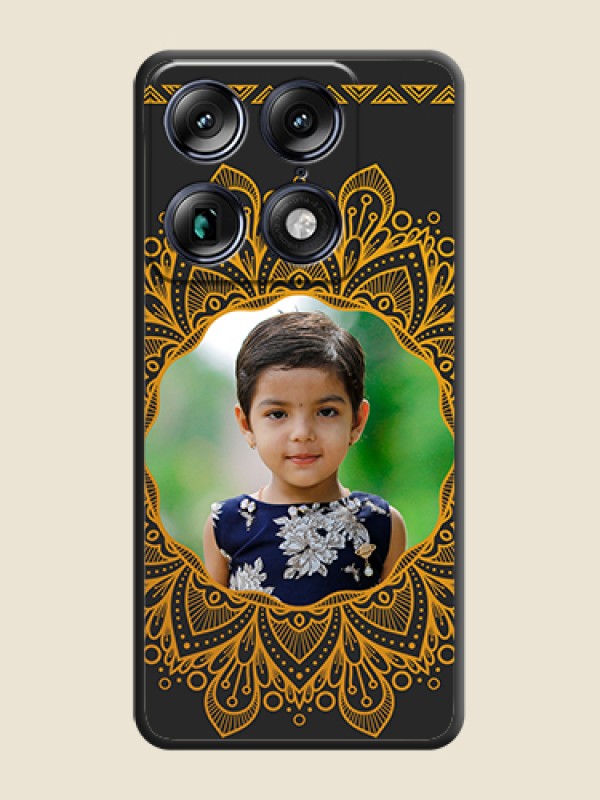 Custom Round Image with Floral Design On Space Black Custom Soft Matte Mobile Back Cover - Motorola Signature 5G