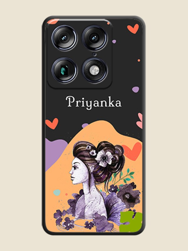 Custom Namecase For Her With Fancy Lady Image On Space Black Custom Soft Matte Mobile Back Cover - Motorola Signature 5G