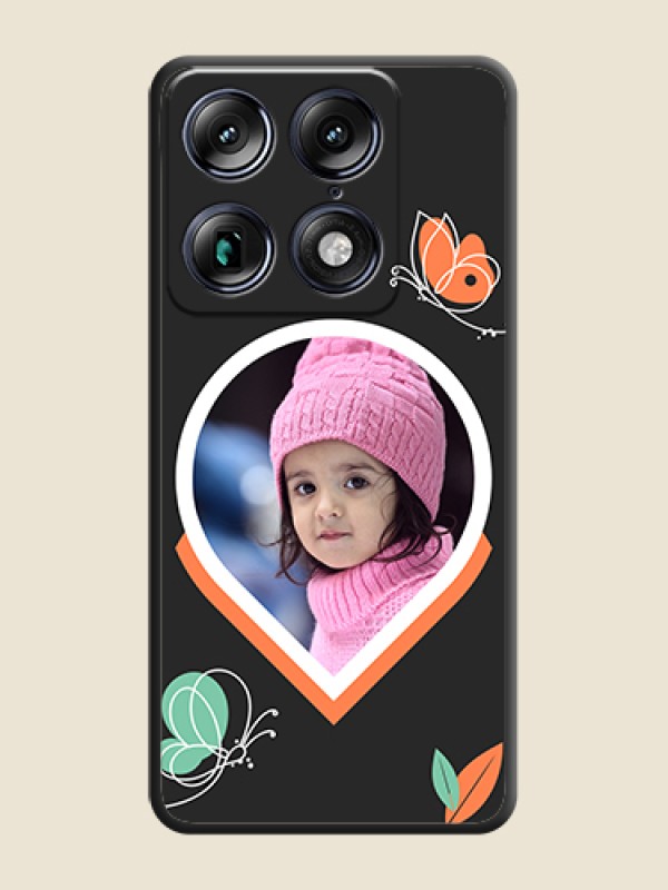 Custom Upload Pic With Simple Butterly Design On Space Black Custom Soft Matte Mobile Back Cover - Motorola Signature 5G