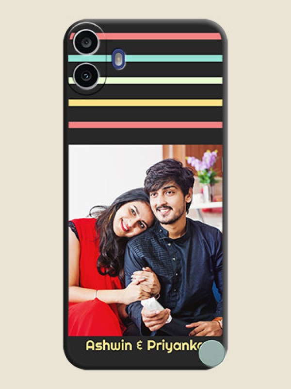 Custom Color Stripes with Photo and Text on Photo On Space Black Custom Soft Matte Mobile Back Cover - Nothing Cmf Phone 1