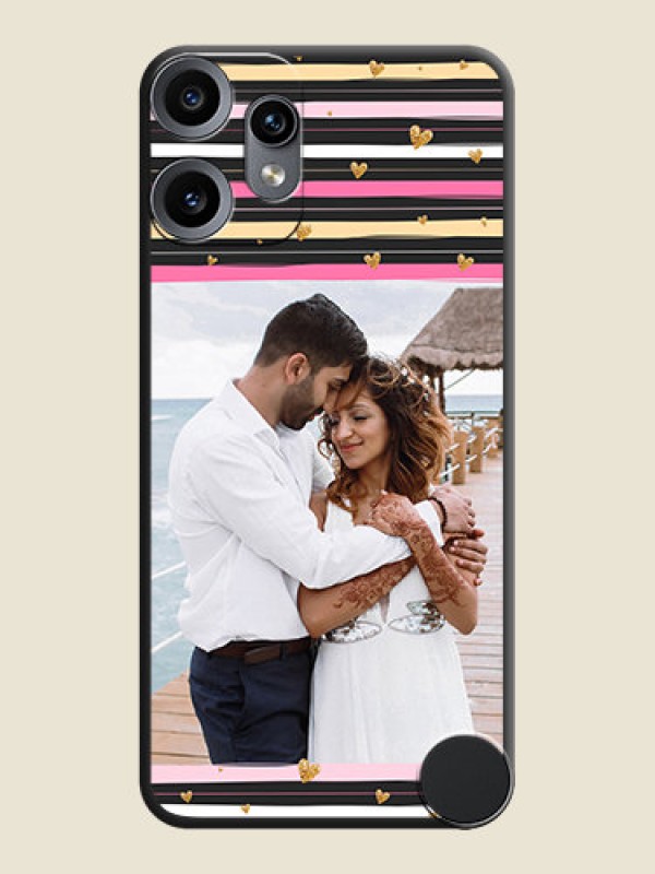 Custom Multicolor Lines and Golden Love Symbols Design on Photo On Space Black Custom Soft Matte Mobile Back Cover - Nothing CMF Phone 2 Pro 5G