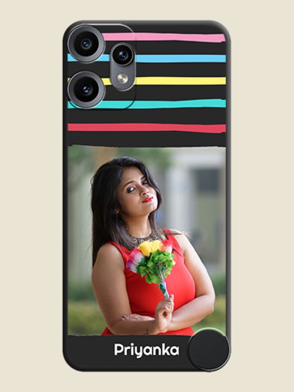 Custom Multicolor Lines with Image On Space Black Custom Soft Matte Mobile Back Cover - Nothing CMF Phone 2 Pro 5G