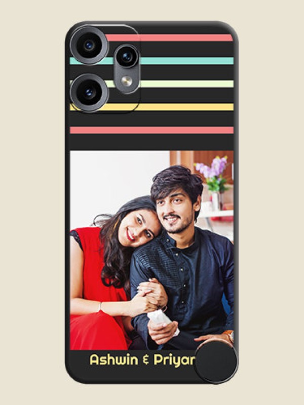 Custom Color Stripes with Photo and Text on Photo On Space Black Custom Soft Matte Mobile Back Cover - Nothing CMF Phone 2 Pro 5G