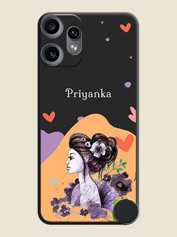 Custom Namecase For Her With Fancy Lady Image On Space Black Custom Soft Matte Mobile Back Cover - Nothing CMF Phone 2 Pro 5G
