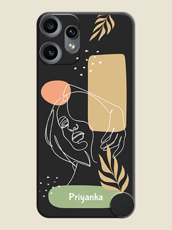 Custom Custom Text With Line Art Of Women & Leaves Design On Space Black Custom Soft Matte Mobile Back Cover - Nothing CMF Phone 2 Pro 5G