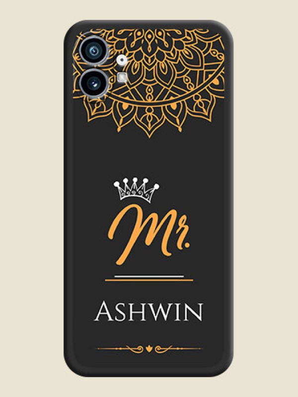 Custom Mr Name with Floral Design  on Personalised Space Black Soft Matte Cases - Nothing Phone 1