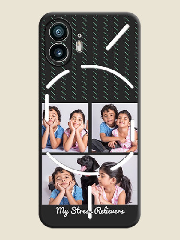 Custom Cross Dotted Pattern with 2 Image Holder on Personalised Space Black Soft Matte Cases - Nothing Phone 2