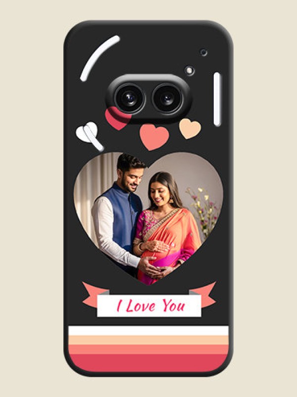 Custom Love Shaped Photo with Colorful Stripes on Personalised Space Black Soft Matte Cases - Nothing Phone 2A 5G