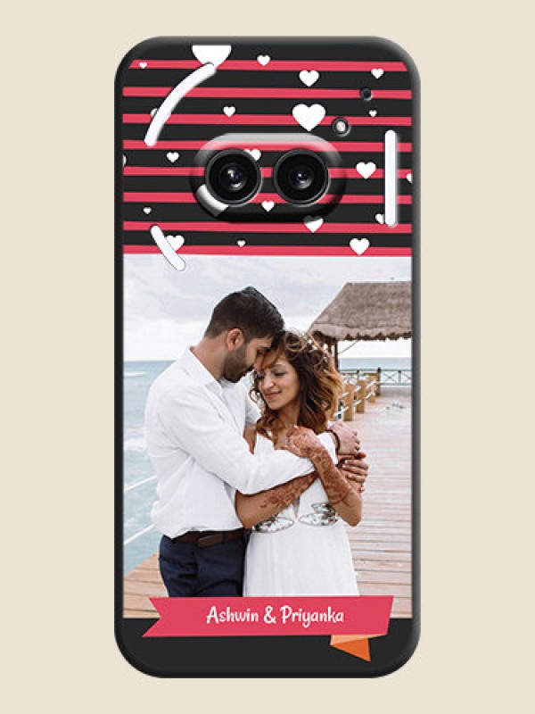 Custom White Color Love Symbols with Pink Lines Pattern on Space Black Custom Soft Matte Phone Cases - Nothing Phone 2A 5G