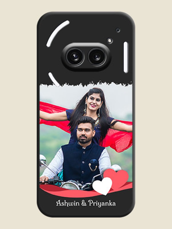 Custom Pink Color Love Shaped Ribbon Design with Text on Space Black Custom Soft Matte Phone Back Cover - Nothing Phone 2A 5G