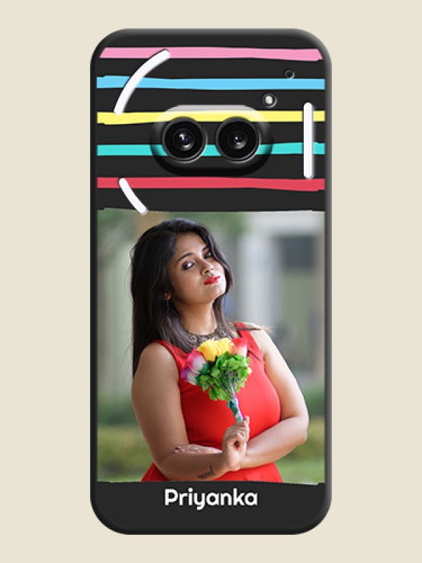 Custom Multicolor Lines with Image on Space Black Personalized Soft Matte Phone Covers - Nothing Phone 2A 5G