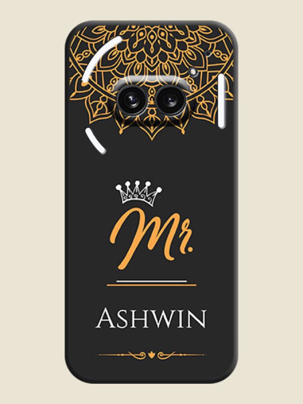 Custom Mr Name with Floral Design on Personalised Space Black Soft Matte Cases - Nothing Phone 2A 5G