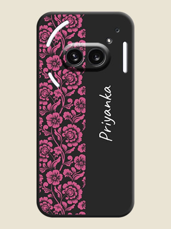 Custom Pink Floral Pattern Design With Custom Text On Space Black Personalized Soft Matte Phone Covers - Nothing Phone 2A 5G