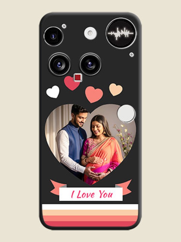 Custom Love Shaped Photo with Colorful Stripes On Space Black Custom Soft Matte Mobile Back Cover - Nothing Phone 3 5G