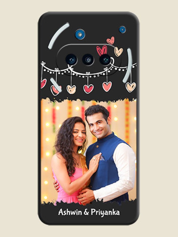 Custom Pink Love Hangings with Name On Space Black Custom Soft Matte Mobile Back Cover - Nothing Phone 3a 5G