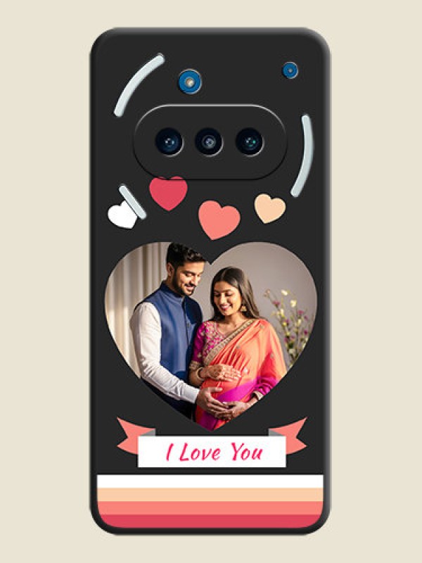 Custom Love Shaped Photo with Colorful Stripes On Space Black Custom Soft Matte Mobile Back Cover - Nothing Phone 3a 5G