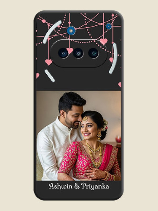 Custom Pink Love Hangings with Text On Space Black Custom Soft Matte Mobile Back Cover - Nothing Phone 3a 5G