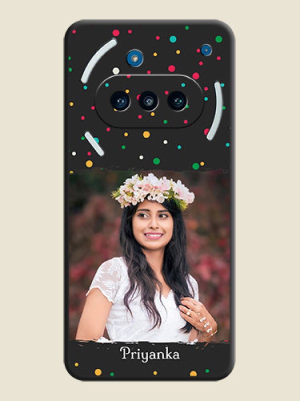 Custom Multicolor Dotted Pattern with Text On Space Black Custom Soft Matte Mobile Back Cover - Nothing Phone 3a 5G