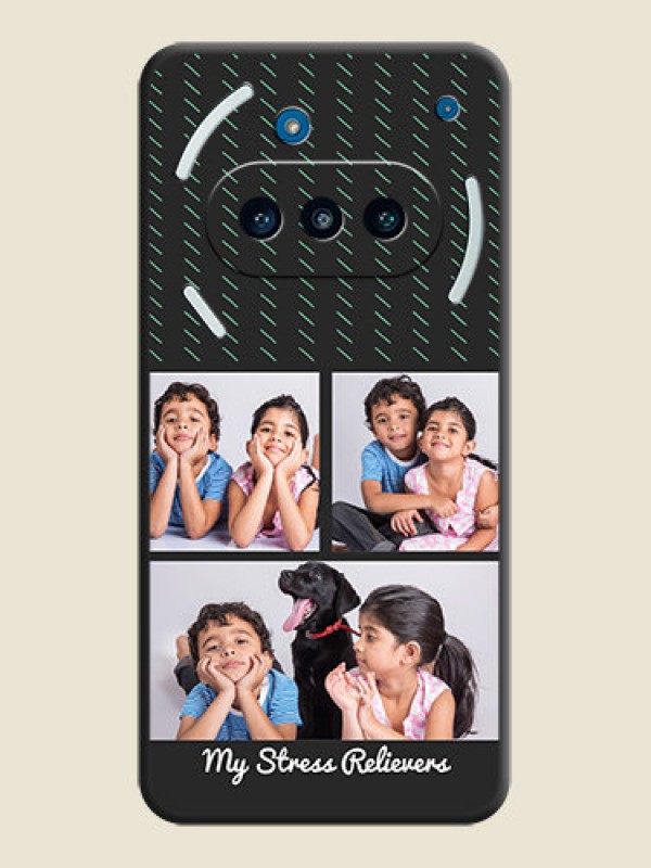 Custom Cross Dotted Pattern with 2 Image Holder On Space Black Custom Soft Matte Mobile Back Cover - Nothing Phone 3a 5G