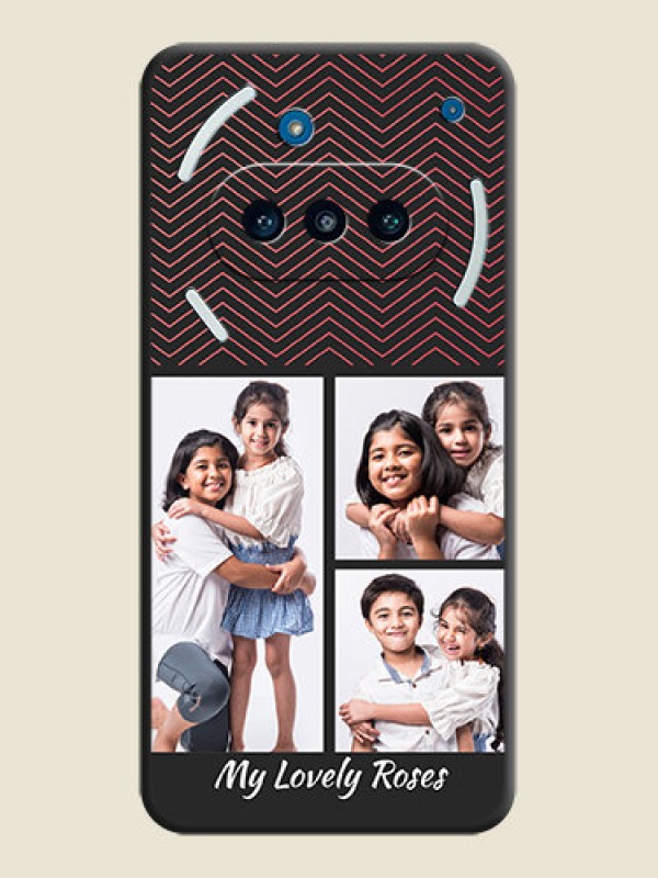 Custom Wave Pattern with 3 Image Holder On Space Black Custom Soft Matte Mobile Back Cover - Nothing Phone 3a 5G