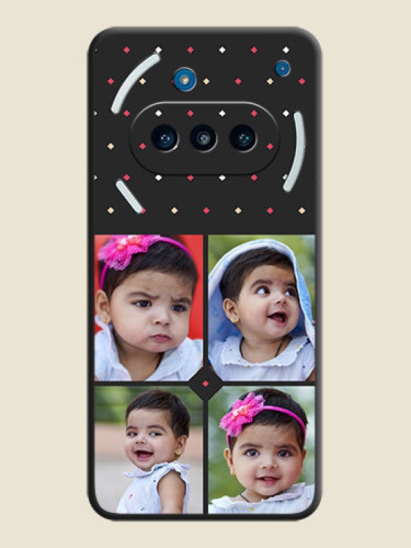 Custom Multicolor Dotted Pattern with 4 Image Holder On Space Black Custom Soft Matte Mobile Back Cover - Nothing Phone 3a 5G