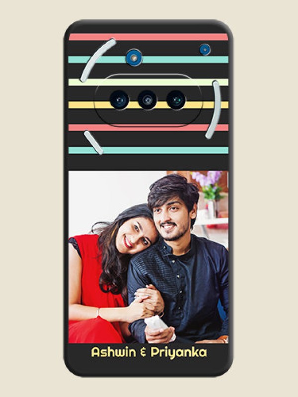 Custom Color Stripes with Photo and Text on Photo On Space Black Custom Soft Matte Mobile Back Cover - Nothing Phone 3a 5G