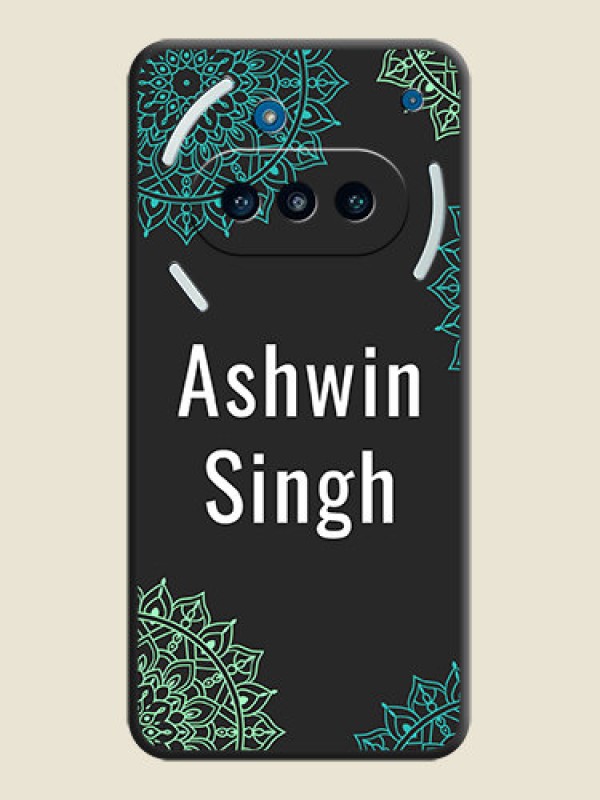 Custom Your Name with Floral Design On Space Black Custom Soft Matte Mobile Back Cover - Nothing Phone 3a 5G