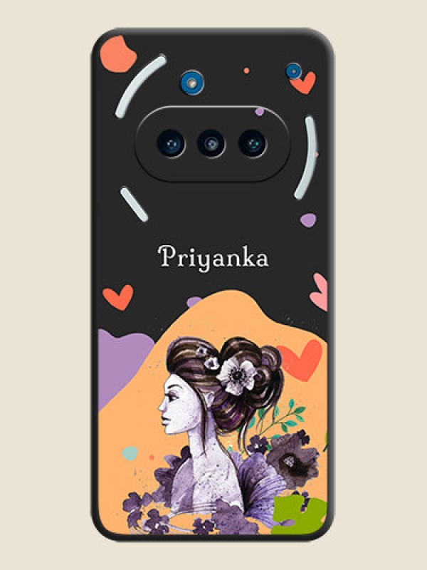 Custom Namecase For Her With Fancy Lady Image On Space Black Custom Soft Matte Mobile Back Cover - Nothing Phone 3a 5G