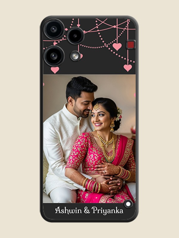 Custom Pink Love Hangings with Text On Space Black Custom Soft Matte Mobile Back Cover - Nothing Phone 3A Lite 5G