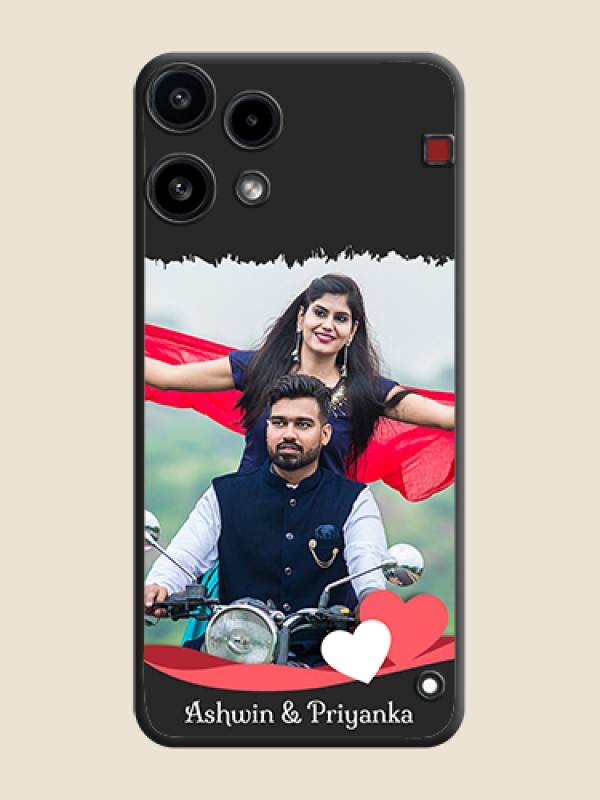 Custom Pin Color Love Shaped Ribbon Design with Text On Space Black Custom Soft Matte Mobile Back Cover - Nothing Phone 3A Lite 5G