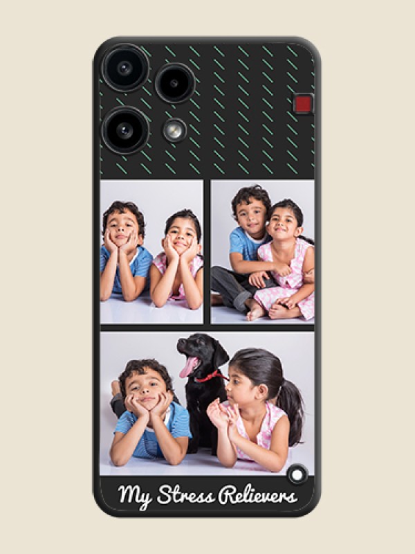 Custom Cross Dotted Pattern with 2 Image Holder On Space Black Custom Soft Matte Mobile Back Cover - Nothing Phone 3A Lite 5G