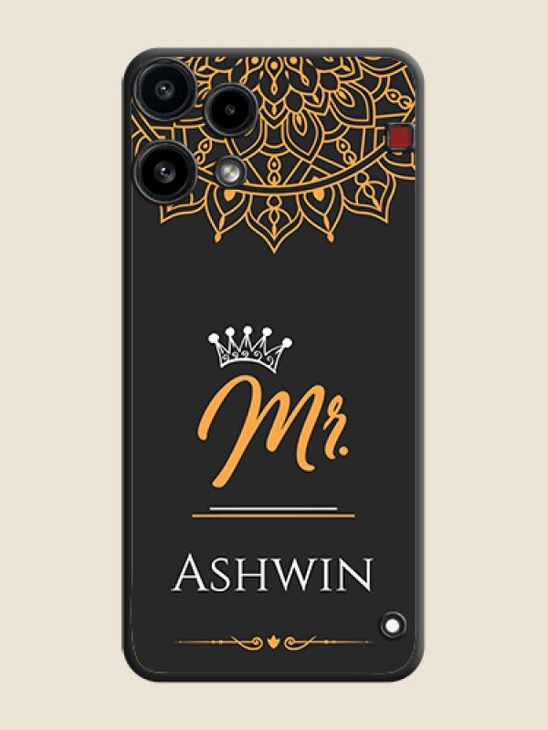 Custom Mr Name with Floral Design On Space Black Custom Soft Matte Mobile Back Cover - Nothing Phone 3A Lite 5G